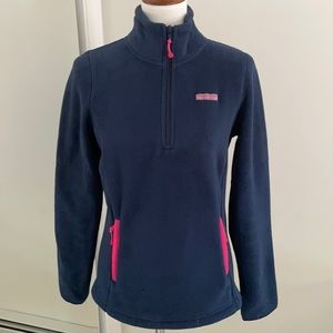 Vineyard Vines 1/2 zip navy blue and pink size small sweatshirt.